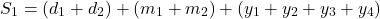 \[ S_1 = (d_1 + d_2) + (m_1 + m_2) + (y_1 + y_2 + y_3 + y_4) \]